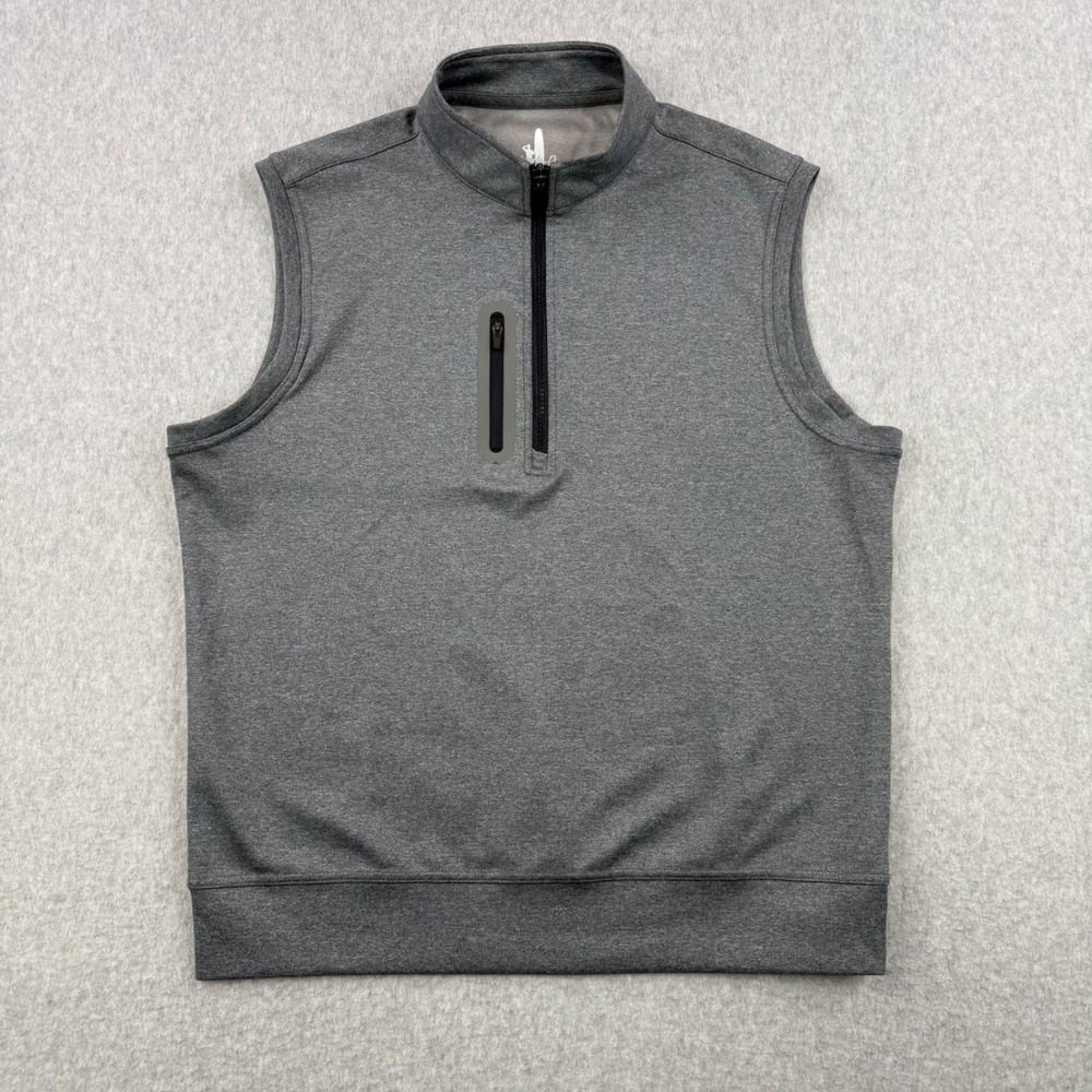 Johnnie O Vest Mens Medium Gray Quarter Zip Performance Golf Pullover Stretch